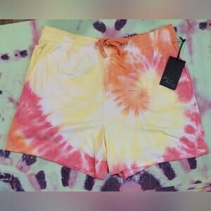 NWT Jane and Delancey Red, Orange, Yellow Tie-Dye Shorts SZ Large